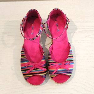 Sugarfoot Colorful Striped Wedge Sandals